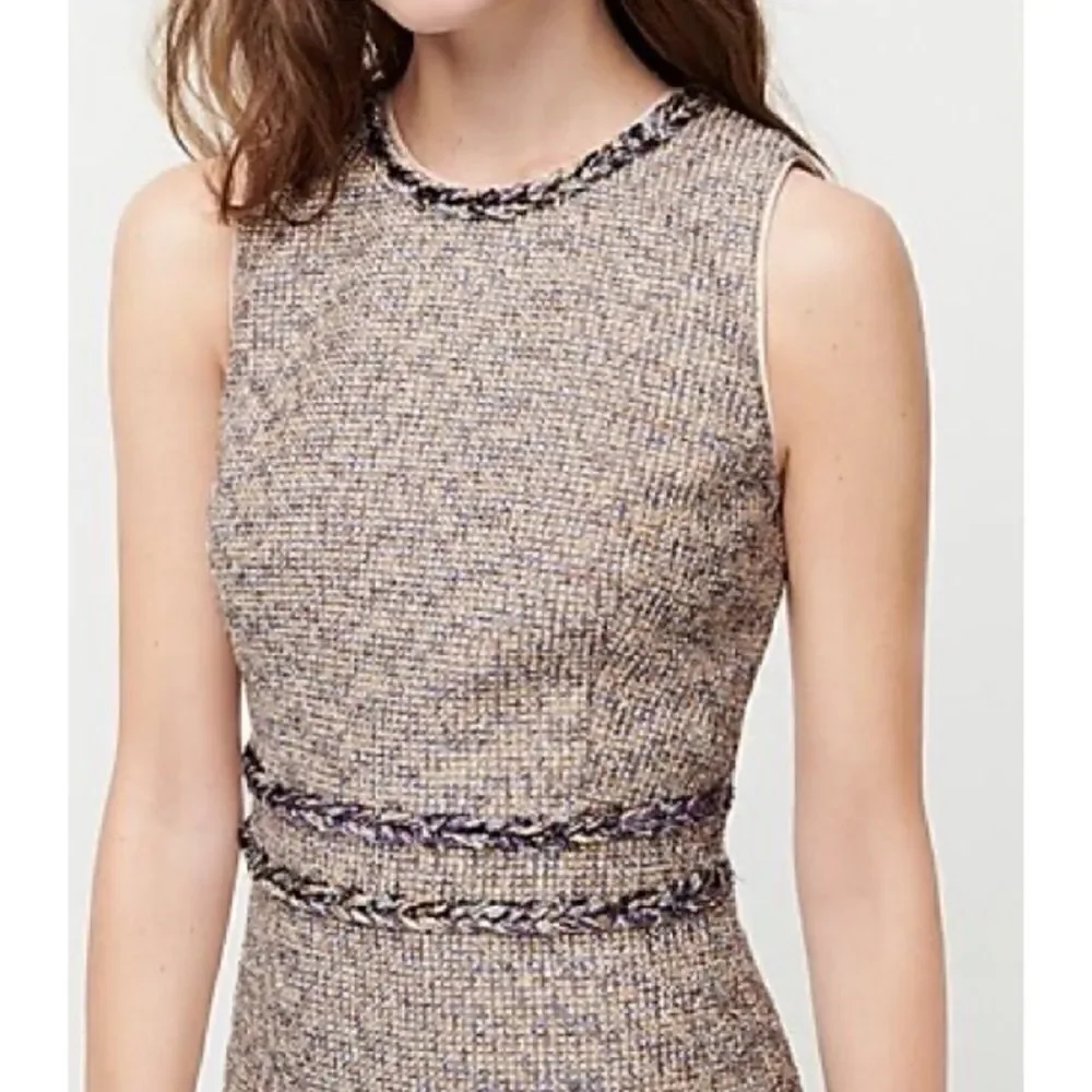 J. Crew Sheath Dress in Gold Blue Twinkle Tweed Size 0 / NWT